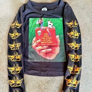 Boys Lie Black Long Sleeve Crop Top “Are you sure you want to play with fire?”